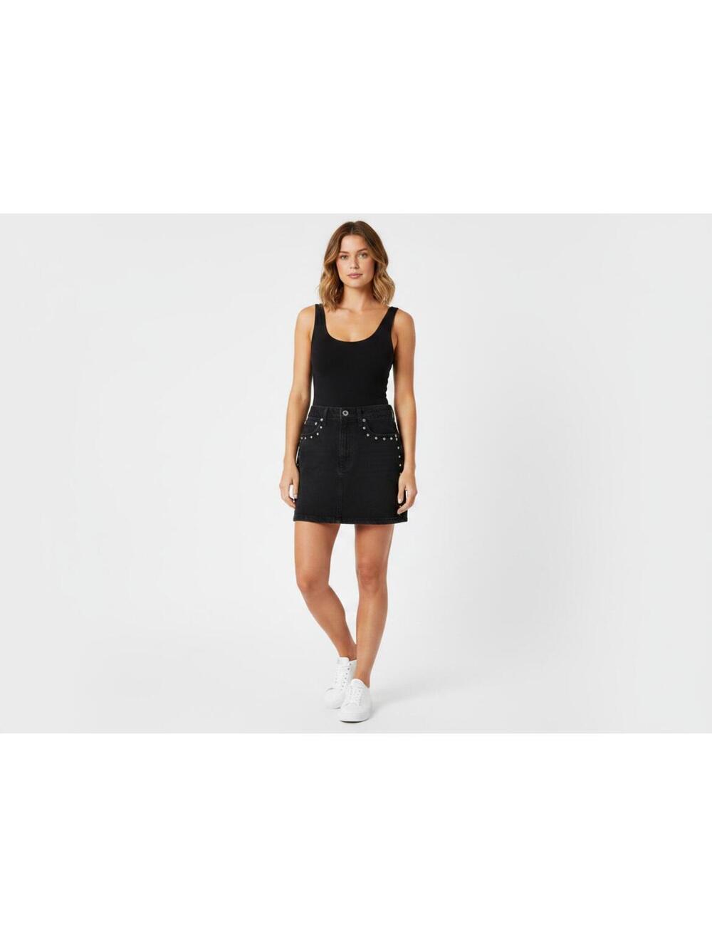 Abercrombie & Fitch Black Denim Studded Mini Skirt NWT Size 28